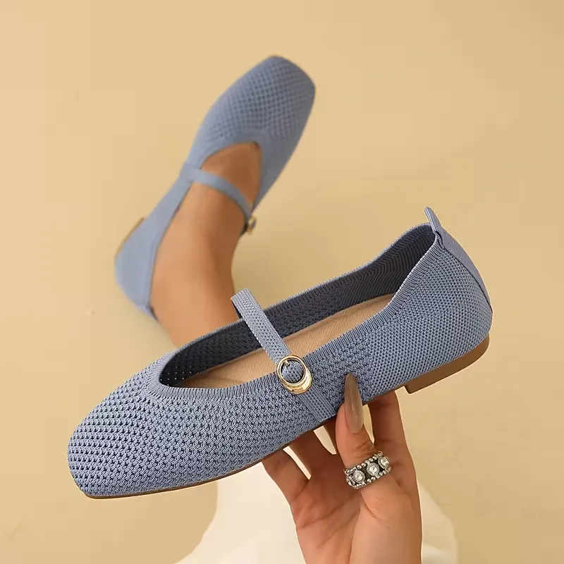 Women's Breathable Knit Mary Jane Flat Shoes