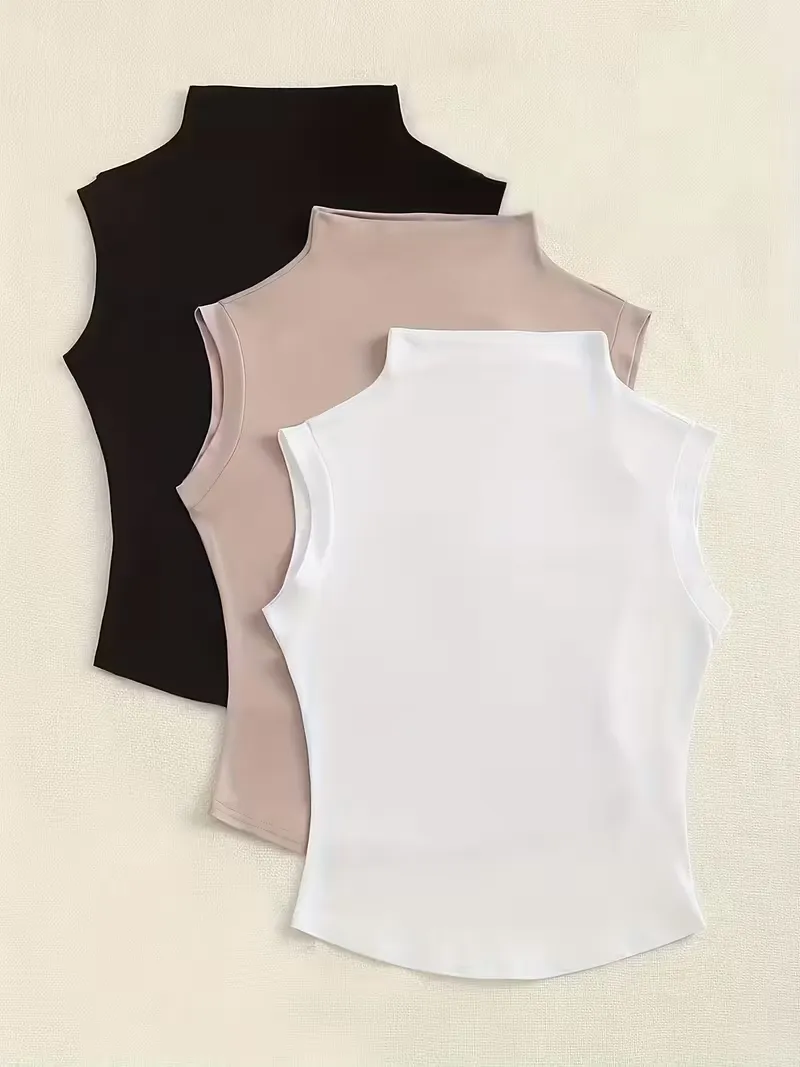 Versatile Mock-Neck Sleeveless Tops